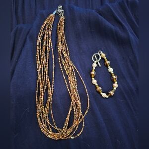Beaded Necklace and Bracelet Set